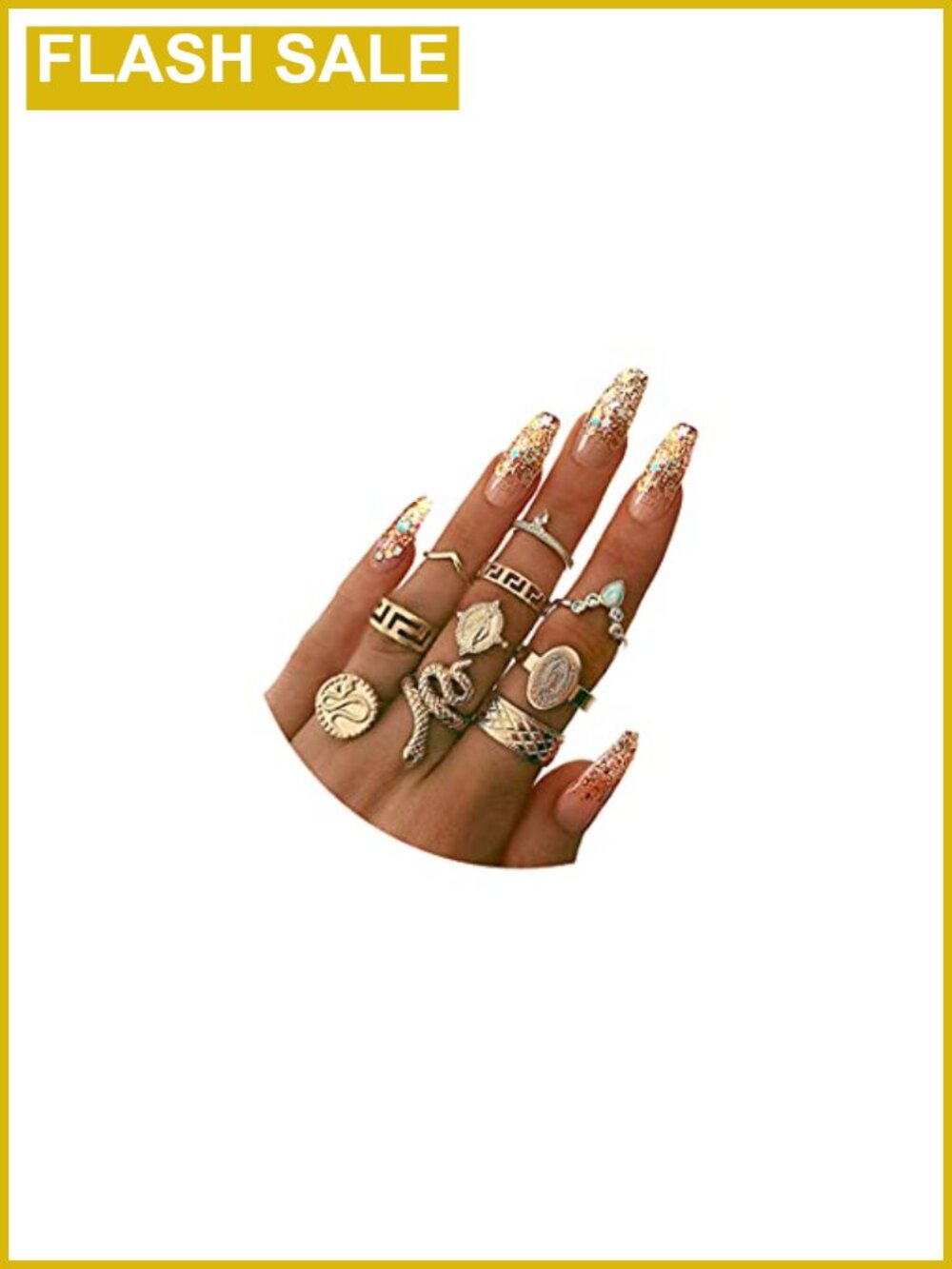 10pc Boho Stacking Ring Sets Vintage Snake Knuckle Midi Gold Alloy